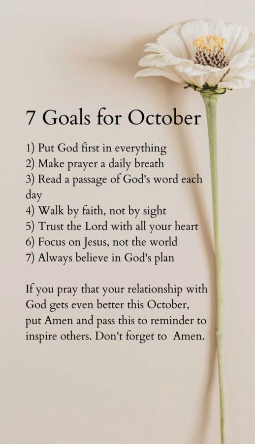 7 Goals for October