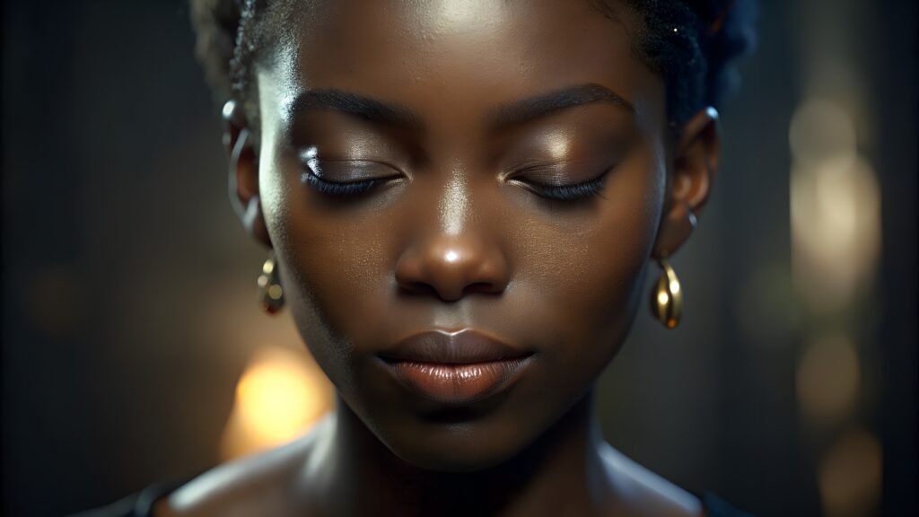 vecteezy portrait of beautiful young african woman over dark background 57109517