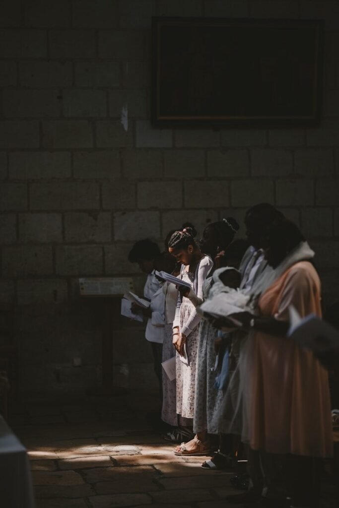 a group of people standing next to each other